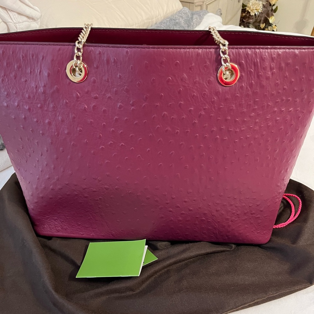 KATE SPADE ♠️ HALSEY A LA VITA OSTRICH IN RIOJA NWOT - Picture 14 of 16
